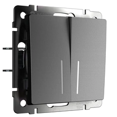 Изображение Выключатель двухклавишный с подсветкой (графит матовый) W1120164