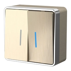 Изображение Выключатель двухклавишный с подсветкой Gallant (шампань рифленый) W5020110